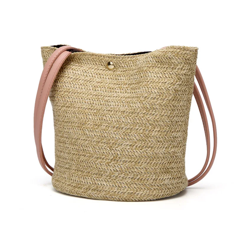Женская соломенная сумка на ремне из искусственной кожи Пляжная Повседневная