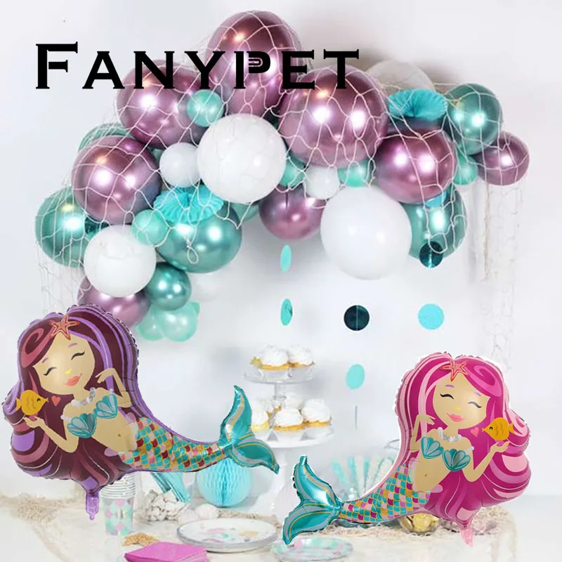 Fanypet 1 шт фольгированные шары с русалкой принцесса день рождения воздушный шар