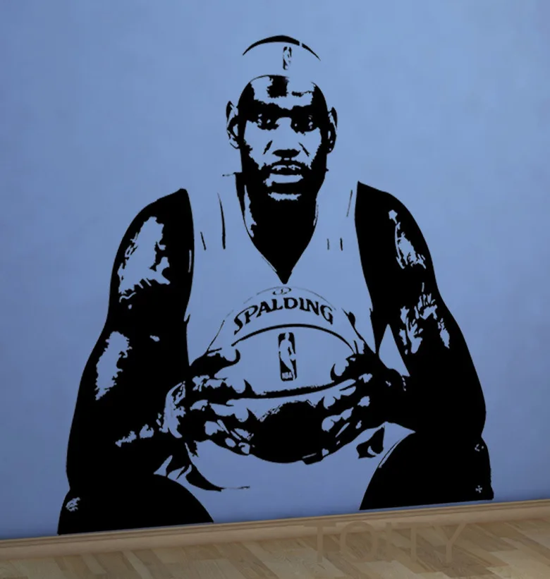 Lebron James Наклейка на стену Декор Cavs баскетбольный плеер Виниловая школа | Дом и сад