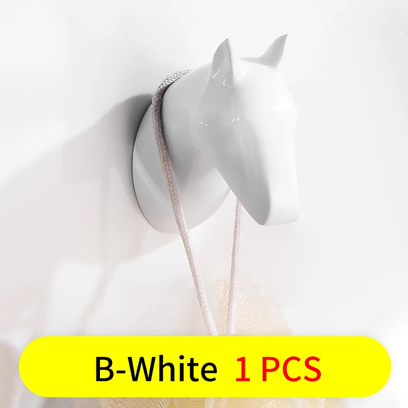 B-White Крючок для халата, черный крючок для одежды, настенная вешалка, Декоративный олень, крючок для ванной комнаты, крючок для полотенец, сумка для ключей, вешалка для шляп, аксессуары для ванной комнаты - Цвет: B-White