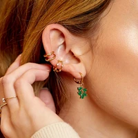 white green red stone tear drop cz cluster drop dangle earring for women trendy fashion jewelry