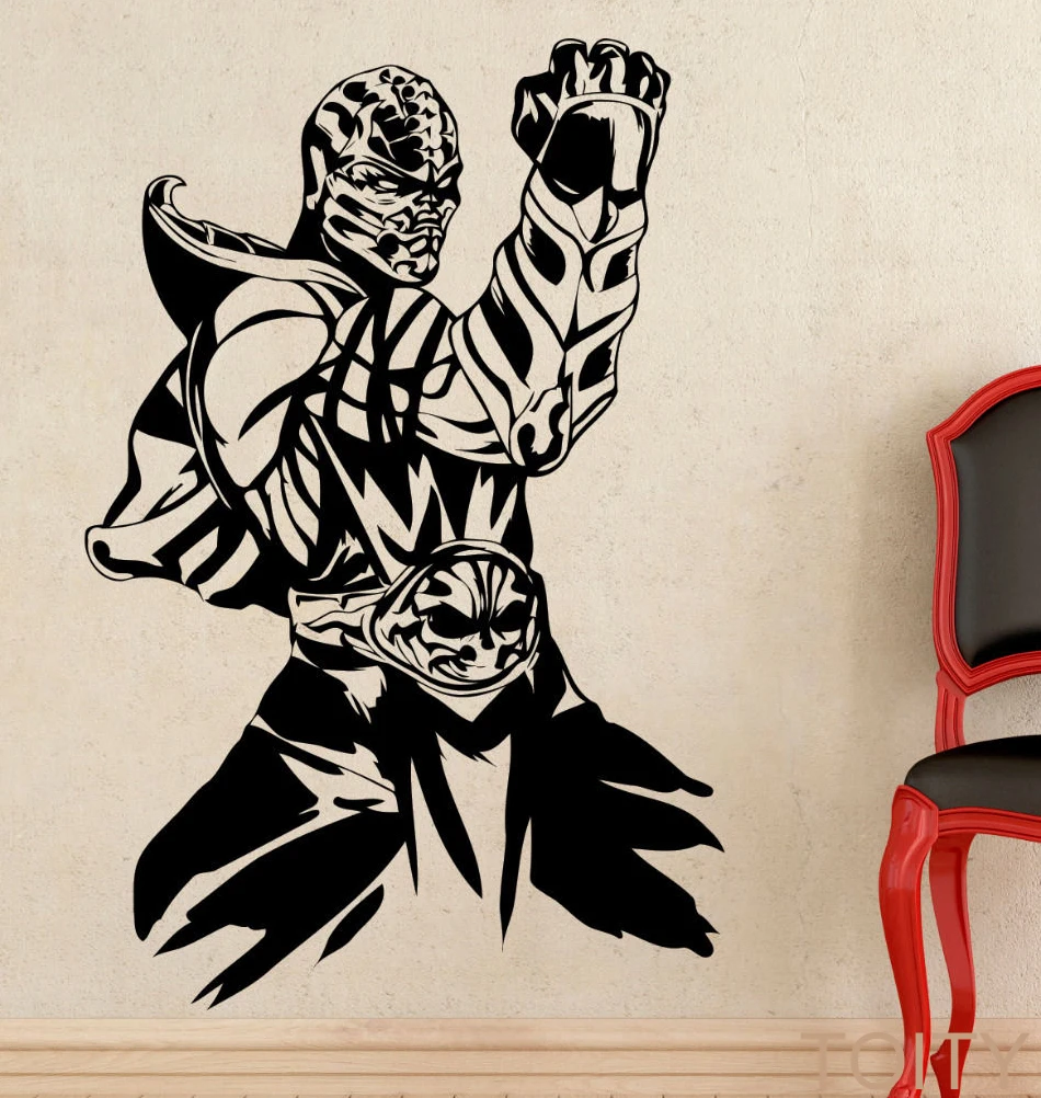 Наклейка на стену с изображением скорпиона Mortal Kombat виниловая | Отзывы и видеообзор
