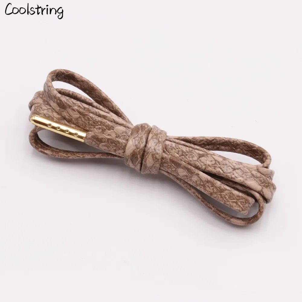 Coolstring/плоские шнурки из змеиной кожи; цвет белый, красный, серый, коричневый; роскошные кожаные шнурки с золотыми металлическими шнурками для спортивных кроссовок