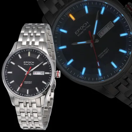 quartz watch p2 Epoch Мужские кварцевые часы мужские часы Роскошные T100 Тритий Светящиеся erkek kol saati Авто Дата relogio masculino erkek saat 6021GS - Цвет: quartz watch p2