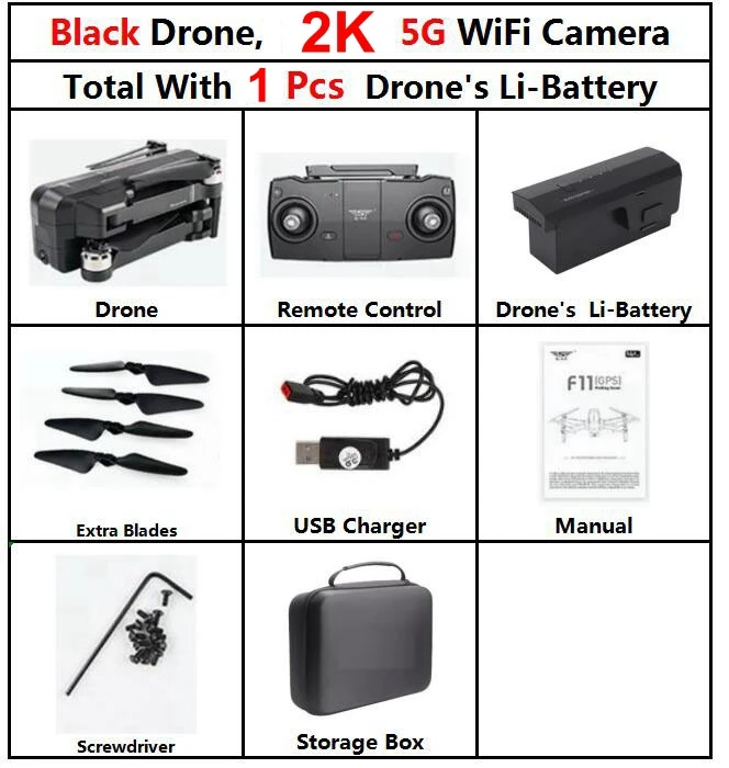 f11pro 2K 1b BAG SJRC F11 gps Дрон с Wifi FPV 1080P камера бесщеточный Квадрокоптер 25 минут время полета управление жестами складной Дрон Vs SG906 - Цвет: f11pro 2K 1b BAG