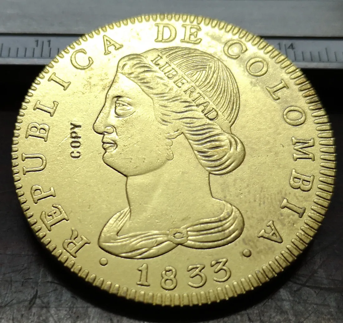 1833 Колумбия 8 эскудос (Республика Республика Нуэва Гранада) Золотая копия