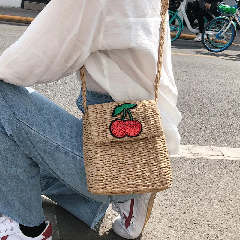 Sequins Woven Straw Fashion Ladies Shoulder Bag Handbag Casual Vacation For Women Crossbody Female Totes Bolsa |
