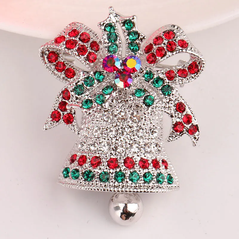 Style 5-Silver Модная Милая брошь, рождественский стиль, колокольчик, цветочные броши для женщин, сплав, стразы, Классическая Брошь, винтажная Подарочная брошка, булавка - Окраска металла: Style 5-Silver