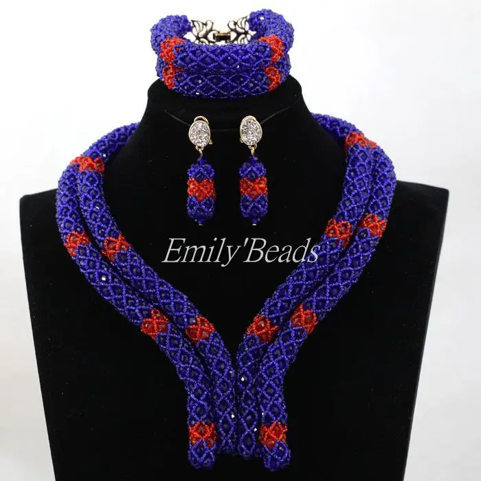 Стильный Королевский синий нигерийский Свадебный Африканский комплект