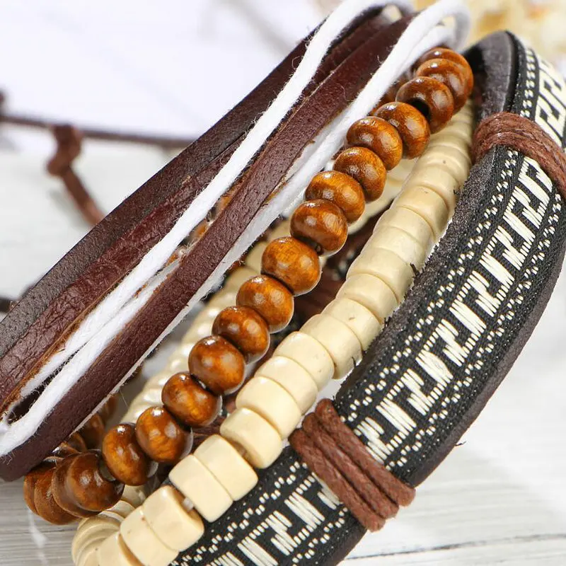 Европа и Соединенные Штаты Америки Нью Деревянные бисера веревочные браслеты