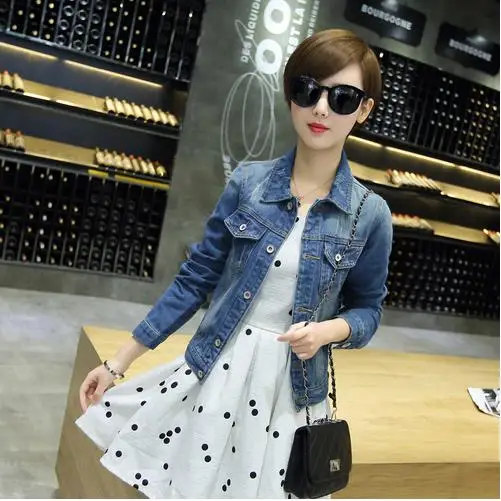 Women Autumn Summer Denim Short Jacket Vintage Streetwear Coat 2020 Female Jeans Blue Long Sleeve Pockets Jackets Outwear | Женская