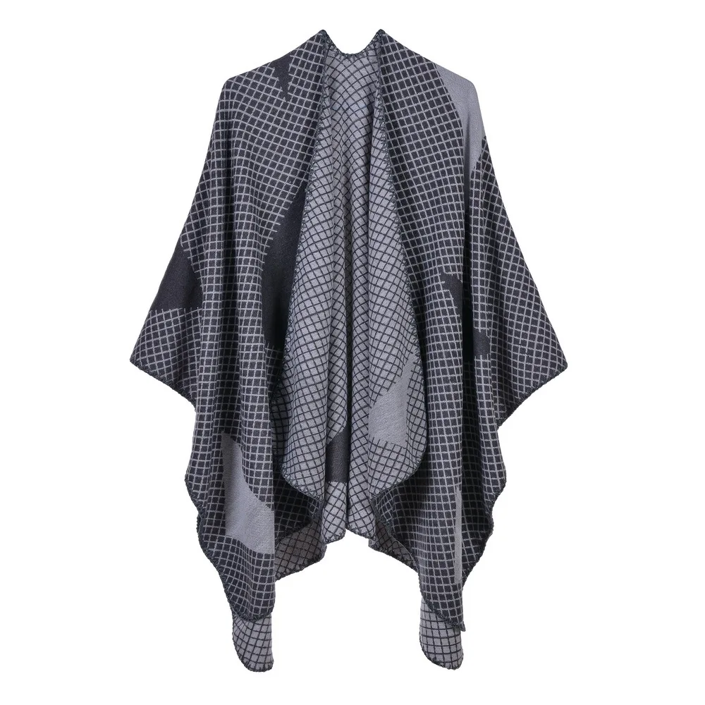 Женское кашемировое пончо с геометрическим принтом в клетку Дамское и накидки