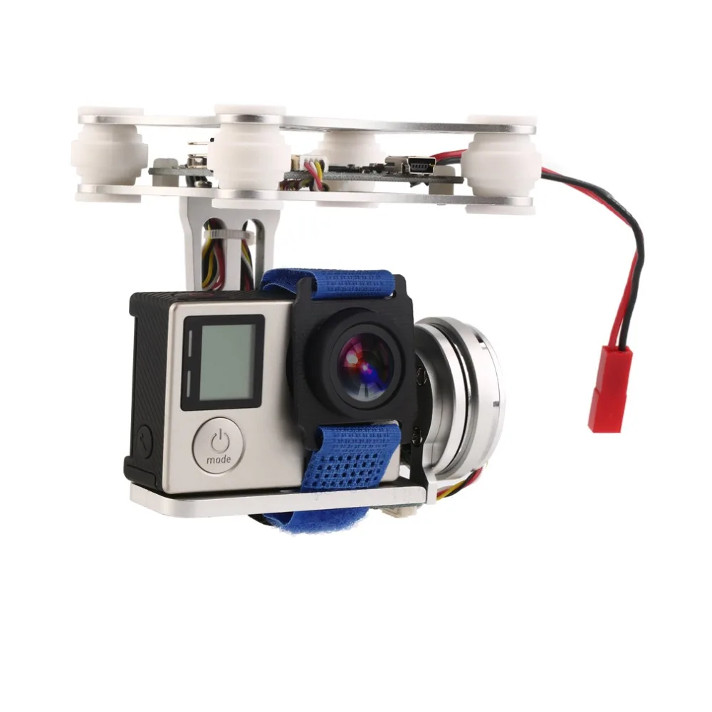 2-Axis silver Абсолютно Gopro3 Gopro легкий 2-осевой/3-осевой бесщеточный шарнирный замок доска с Сенсор отладки для дистанционно управляемого самолета - Цвет: 2-Axis silver