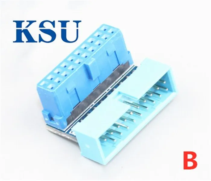 B USB3.0 USB 3.0 19Pin/20Pin 19 Pin 20 контактный Штекерный разъем 90 градусов материнская плата