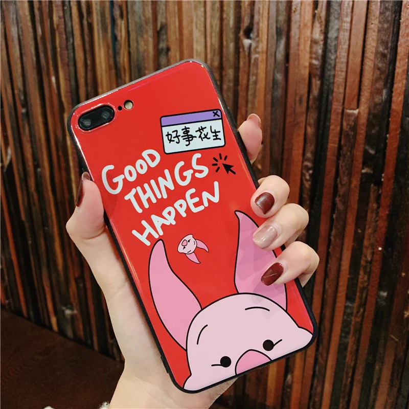 Для IPhone XS MAX XR тиснение мультфильм милый поросенок Pijie Винни Пух Телефон чехол для
