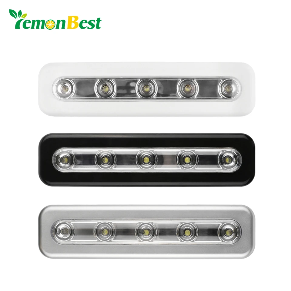 

LemonBest Mini 5 LED Night Light Closet Lamp Wireless Wall Light Battery Home Lighting for Under Kitchen Cabinets