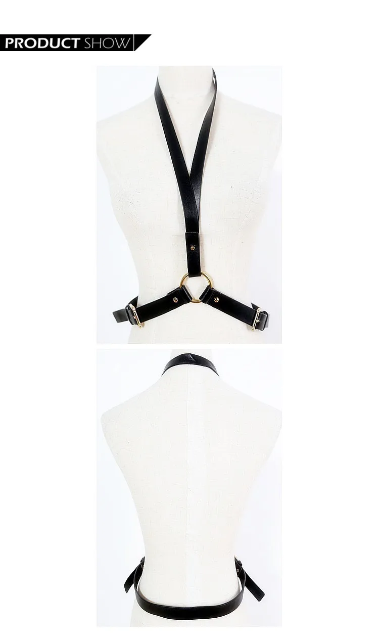 

Men and Women basic adjustable high street chic stylish leather body harness with delicate bondage straps fastens at waist