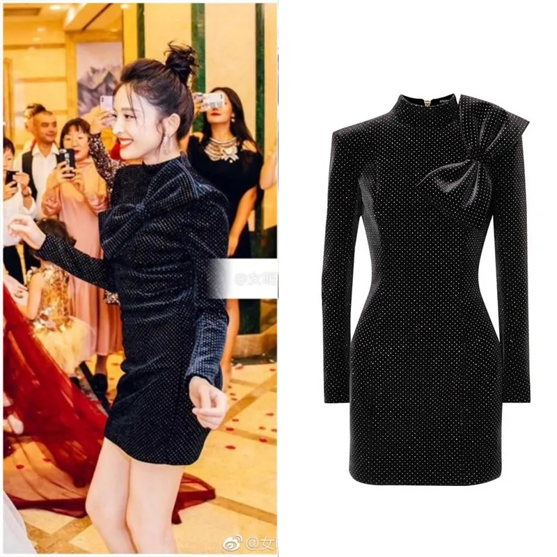 Новинка года Осень Зима с длинным рукавом Лук Высокая талия мини платье Vestido пикантная одежда водолазка X070