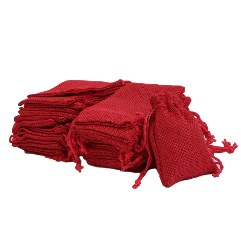 50 шт винтажный натуральный джут Hessian Drawstring мешок мешковины свадебный подарок мешок
