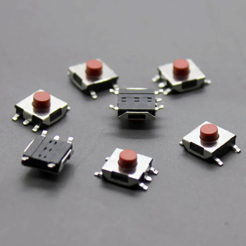 100 шт./лот 5 контактный SMD 6x6x3 7 6*6*3 мм Красный кнопочный переключатель