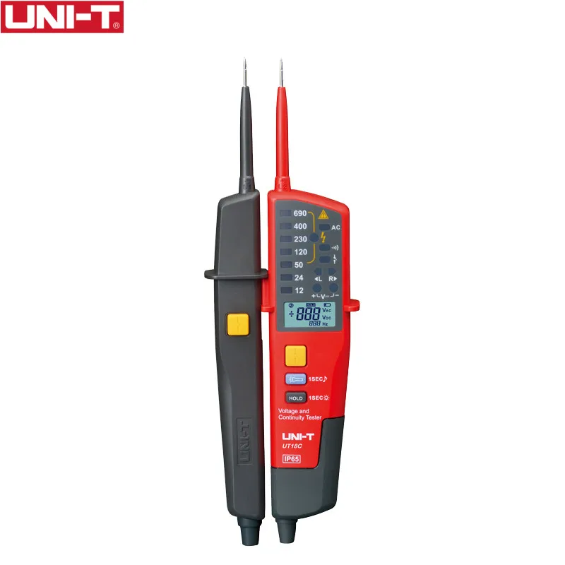 UT18C UNI-T UT18D Цифровой вольтметр 690 В AC DC измеритель напряжения металлоискатель водонепроницаемый тестовая ручка полный ЖК-дисплей УЗО Тест Авто Диапазон - Цвет: UT18C