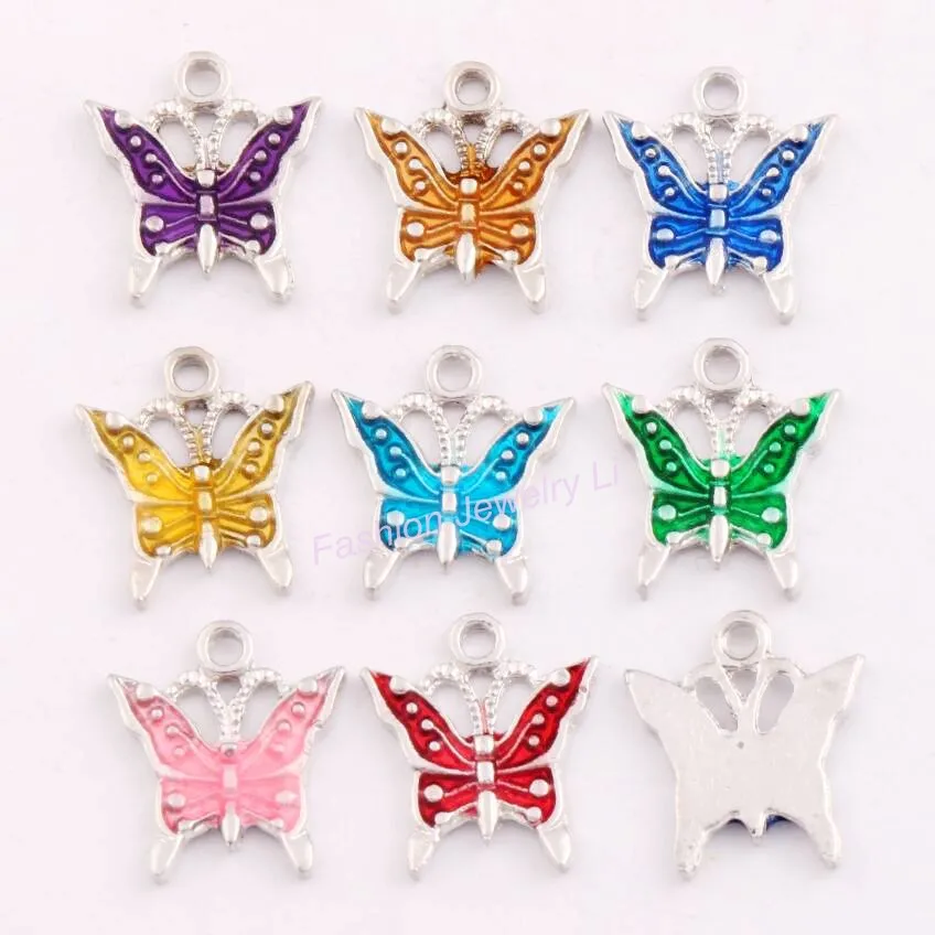8 Цвета цинковый сплав эмаль бабочки распорка шарма бусины подвески из сплава