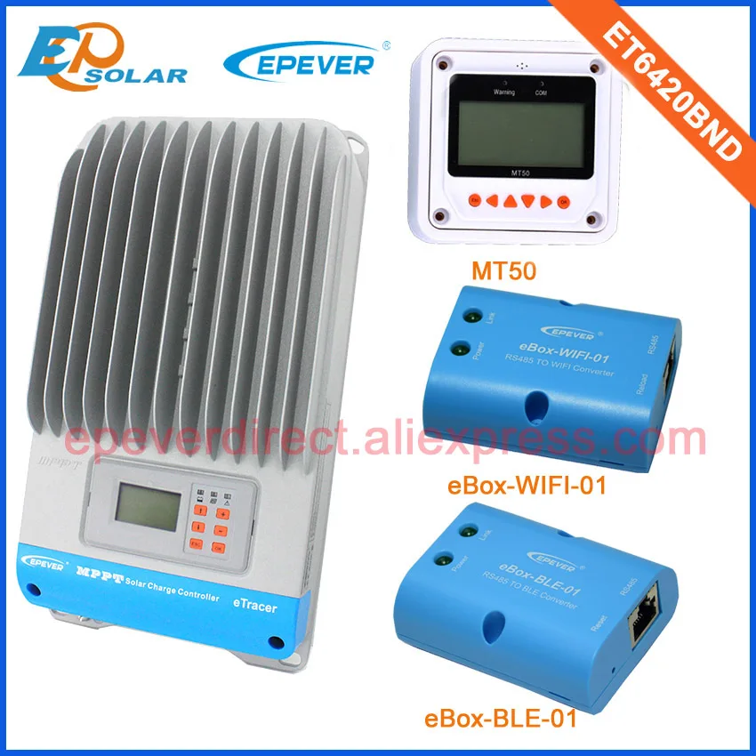 

mppt control charger solar 60A 60amp ET6420BND with wifi and BLE for mobile phone use and white MT50 remote meter