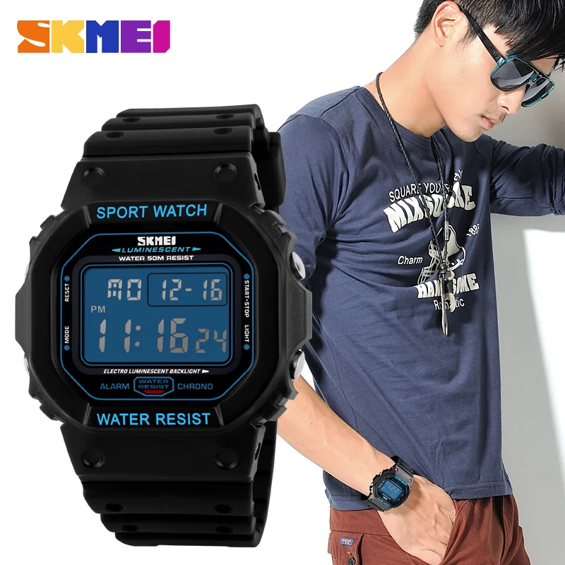 New Fashion Skmei Brand LED Watch Men Sports Watches Digital Military Watch 50m Waterproof Outdoor Dress Wristwatches images - 6
