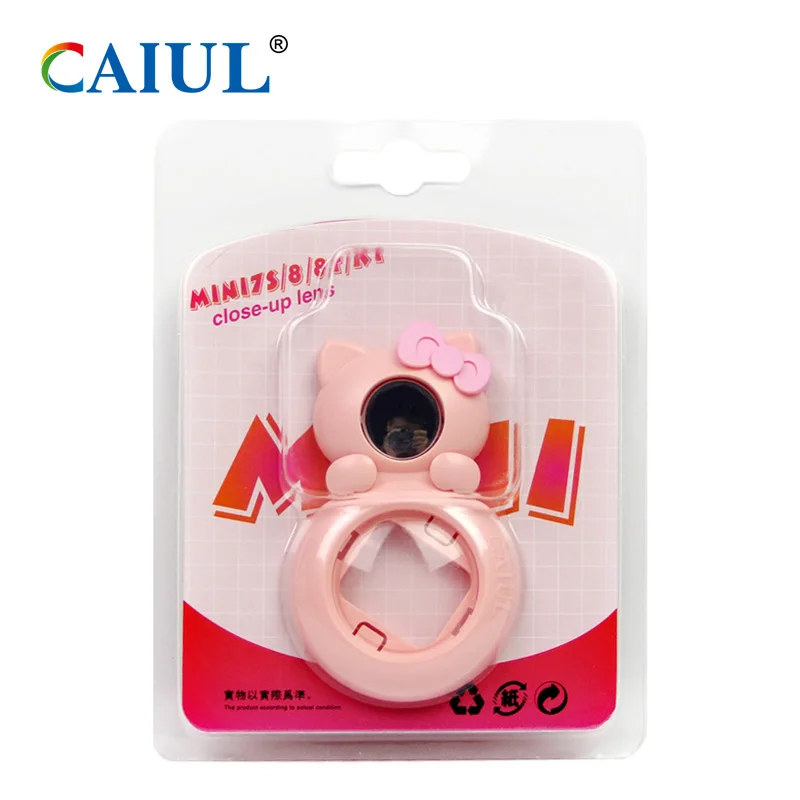 CAIUL мини кошка крупным планом объектив для Fujifilm instax камера mini7s/8+ kitty мгновенная камера объектив УФ-фильтр с зеркало для съемки Селфи - Цвет: Pink