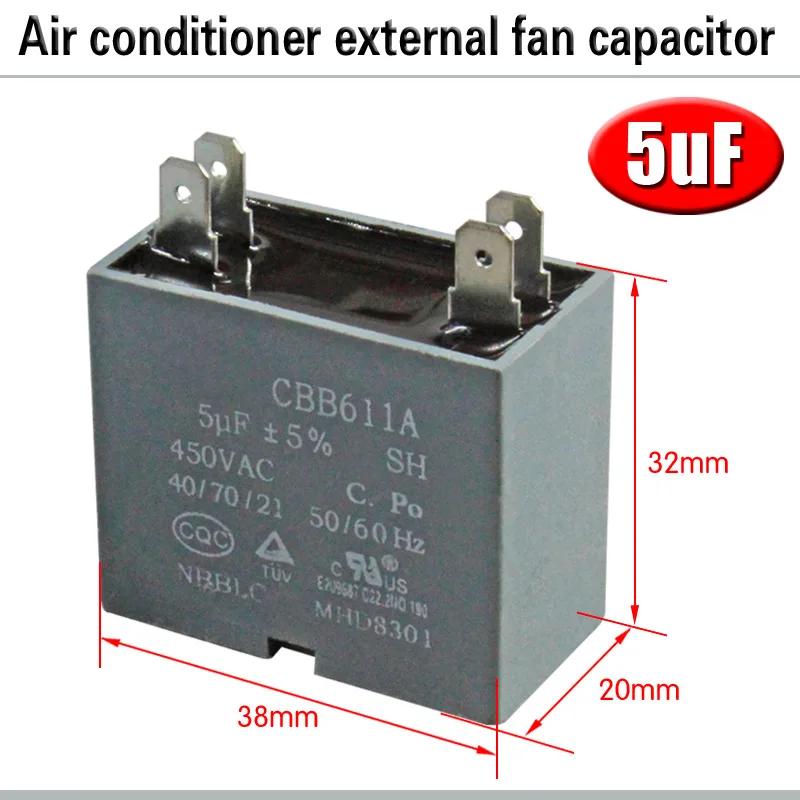 CBB61 воздушный кондиционер внешний вентилятор пусковой конденсатор 1 5/2/2.5/3/3/4/5/6/8uF