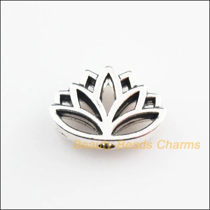 Новый 16 шт. Тибетский серебристый цвет с цветочным принтом в виде лотоса Spacer