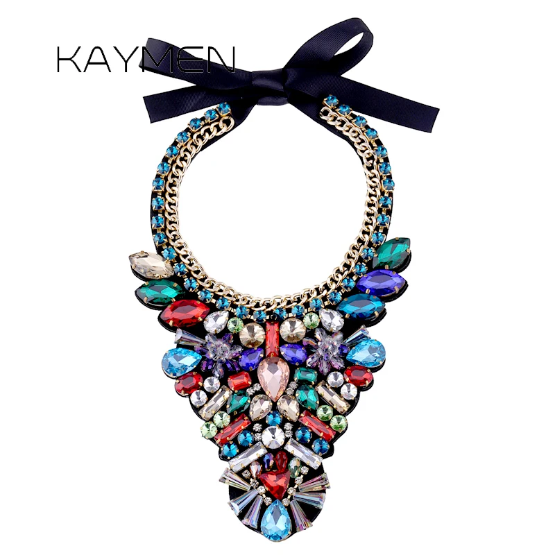 

KAYMEN New Arrivals Fashion Statement Crystals Necklace for Women Girls Handmade Chunky Collar Chokers Jewelry Drop-shipping