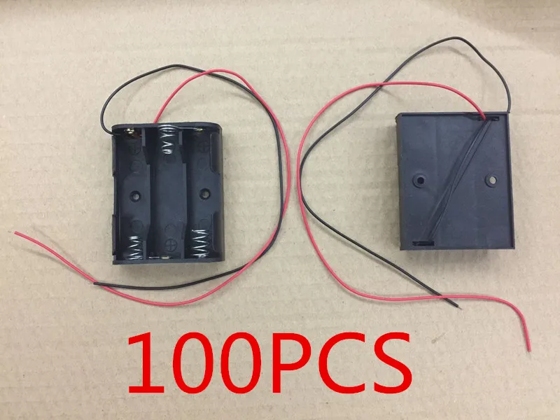 

100 шт./лот Высокое качество Черный 1,5 в 3 AA держатель батарейного отсека для дома DIY лабораторные эксперименты тест хобби Бесплатная доставка