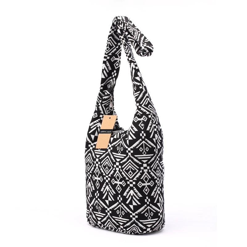 Дизайнерская Женская сумка через плечо Mochila черно-белая сумка через плечо в богемном стиле, сумка-мессенджер из хлопчатобумажной ткани, женская сумка Bolsa