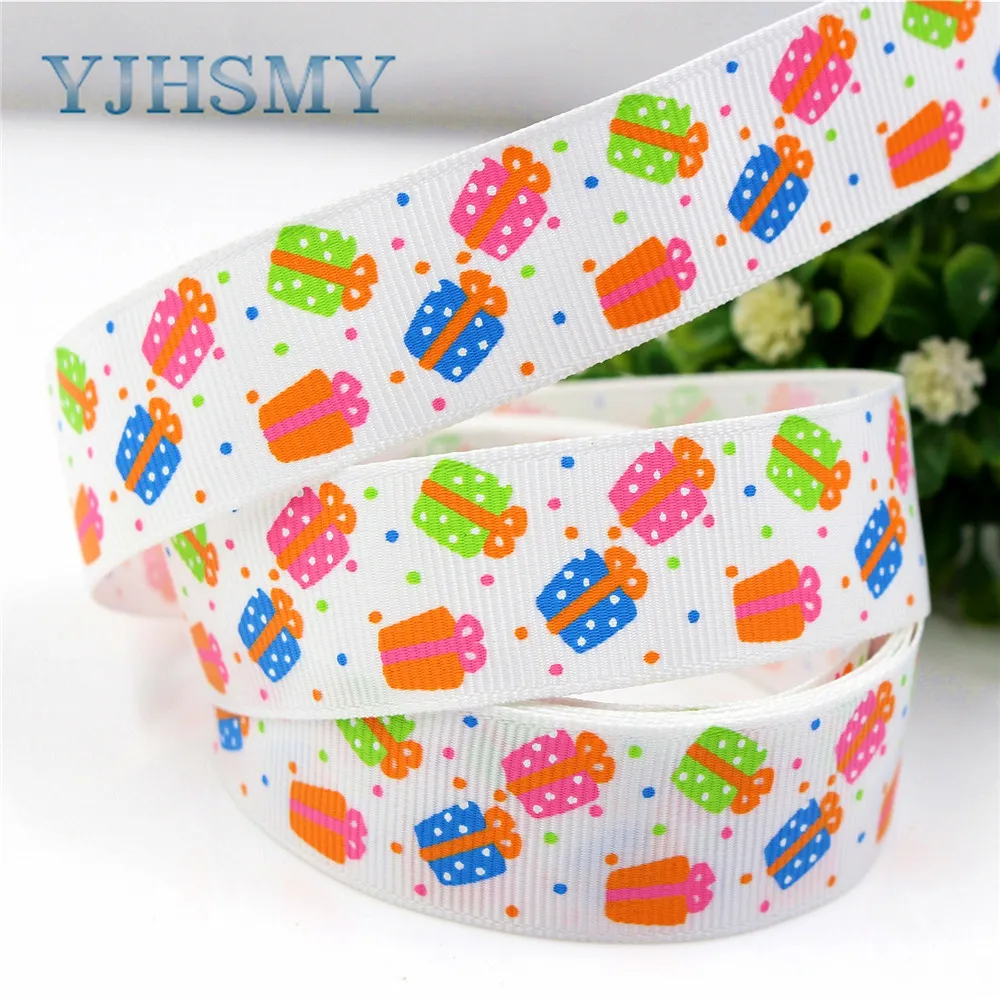 YJHSMY H-17506-75 22 мм 10 ярдов Подарочные ленты термопечать grosgrain Свадебные аксессуары DIY