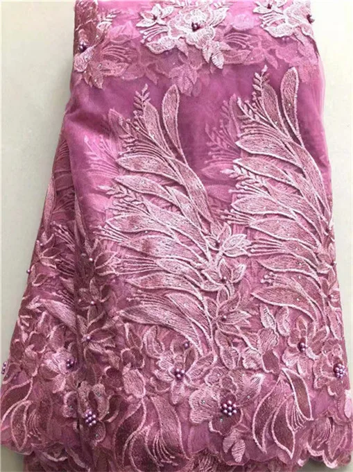 African lace fabric 2019 high quality french mesh beaded stones nigerian swiss fabrics for dress PINK green | Дом и сад