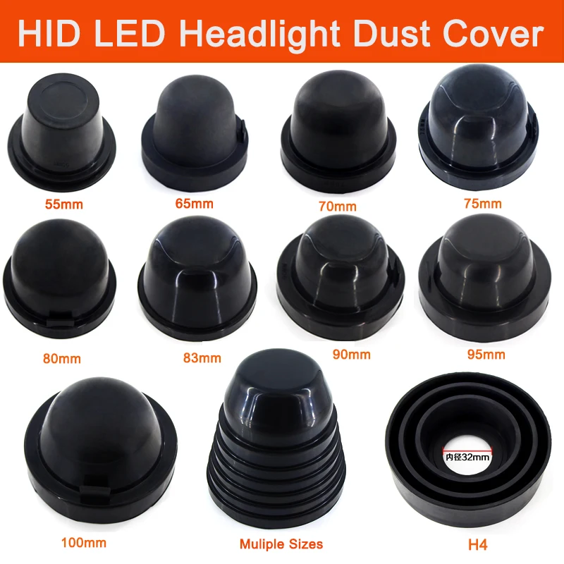 1 Piece H4 H7 HID LED Headlight Cover Sealing Dust Cap Rubber Waterproof Dustproof Car Headlamp Caps 70mm 75mm 80mm 85mm 90mm