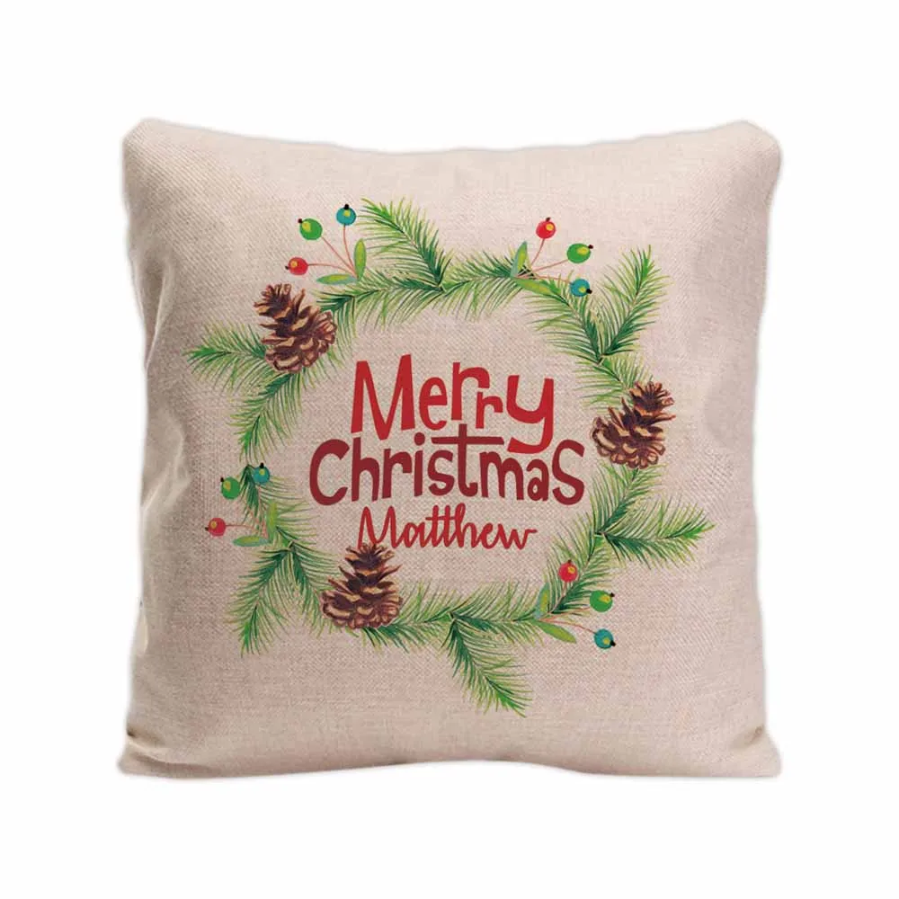 

Рождественская Декоративная Наволочка на подушку с именем Санта-Клауса, снеговика