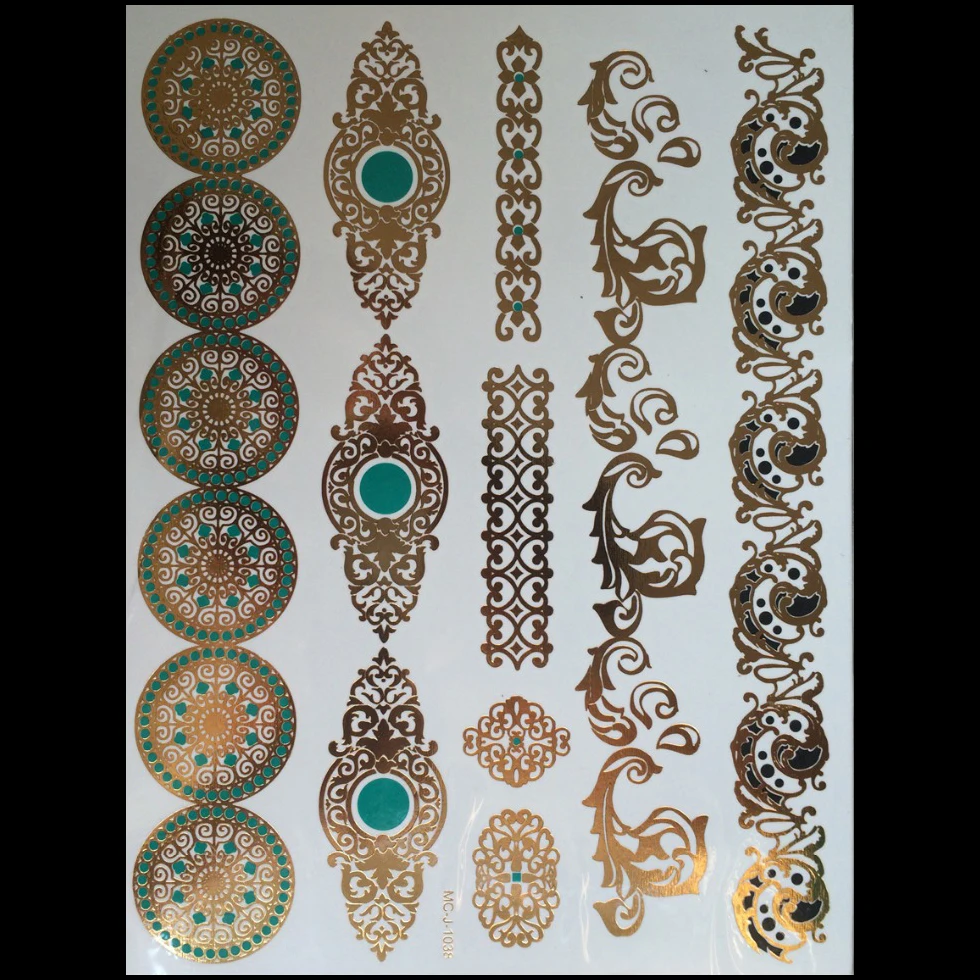 Временные татуировки золотое ожерелье браслет товары для тату металлическая