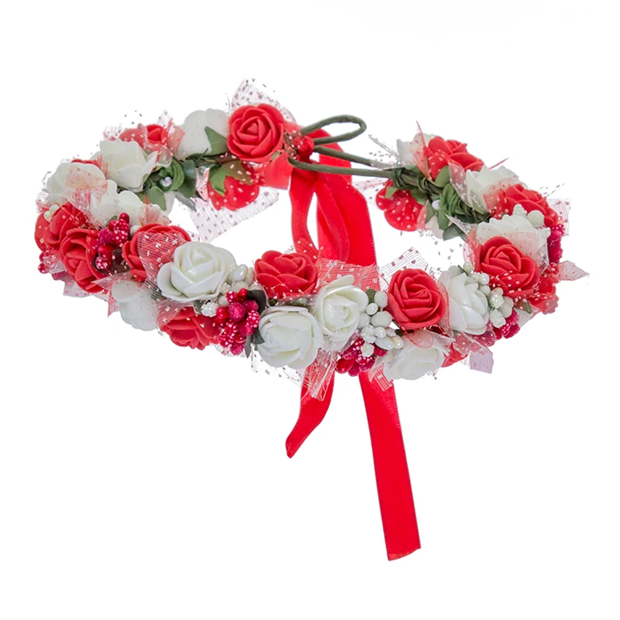 Женский обруч для волос AWAYTR свадебный с цветами аксессуар розы из двойного