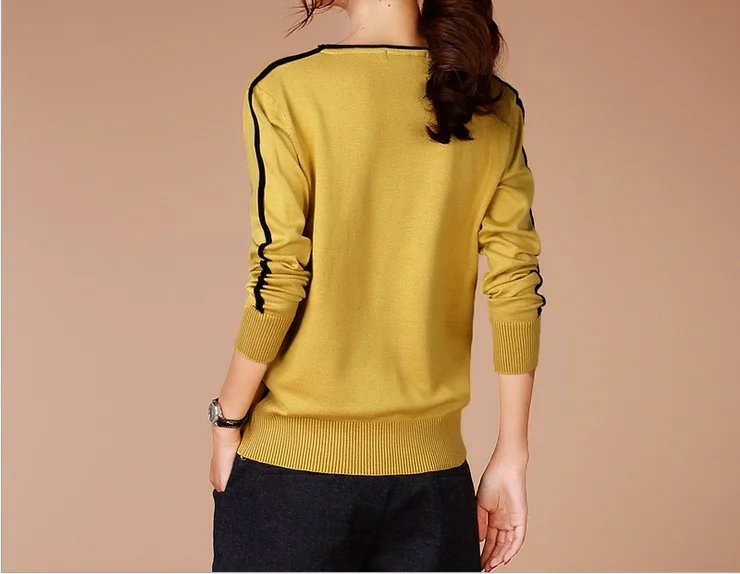 New Brand Women Clothing Autumn Winter Fashion Knit Sweater Casual Loose Long Sleeved V-Neck Pullover Sweaters Tops | Женская одежда