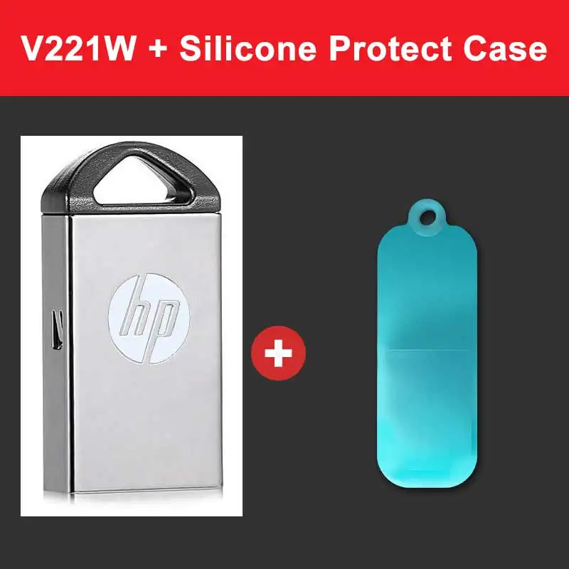 v221w Plus Silicone Hp флэш-диск 16 ГБ 32 ГБ 64 ГБ металлическая Флешка для ноутбука, USB поддержка клуба, логотип команды, индивидуальный DIY Мини милый USB флеш-накопитель 64G - Цвет: v221w Plus Silicone