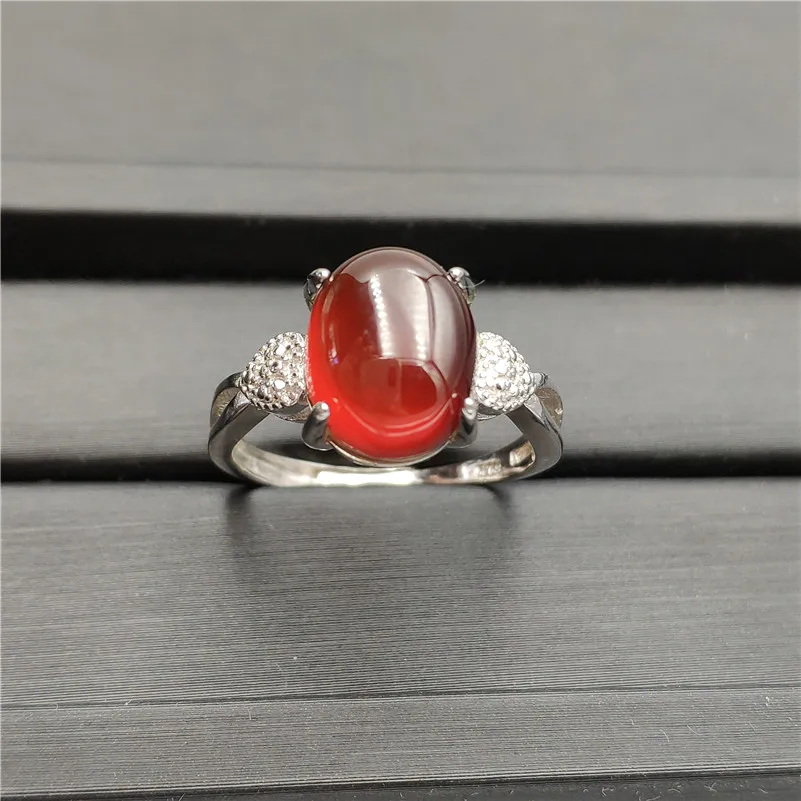 Natural Garnet Ring Women Men Anniversary Love Gift Orange Red 13x10mm Crystal 925 Sterling Silver Adjustable Jewelry AAAAA | Украшения и