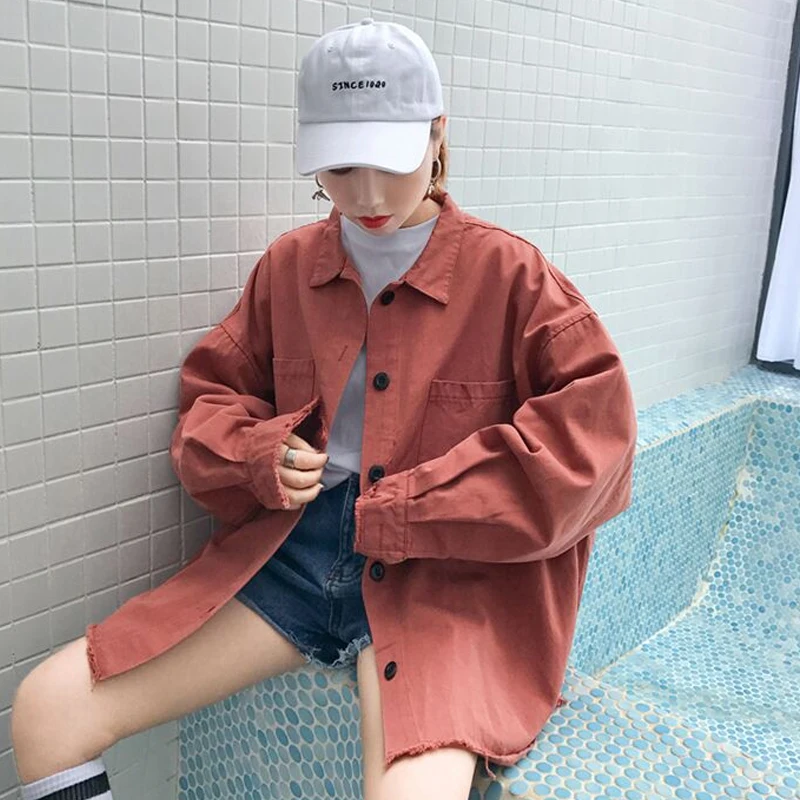 2018 весна осень винтажная Свободная куртка пальто Женская Повседневная Верхняя