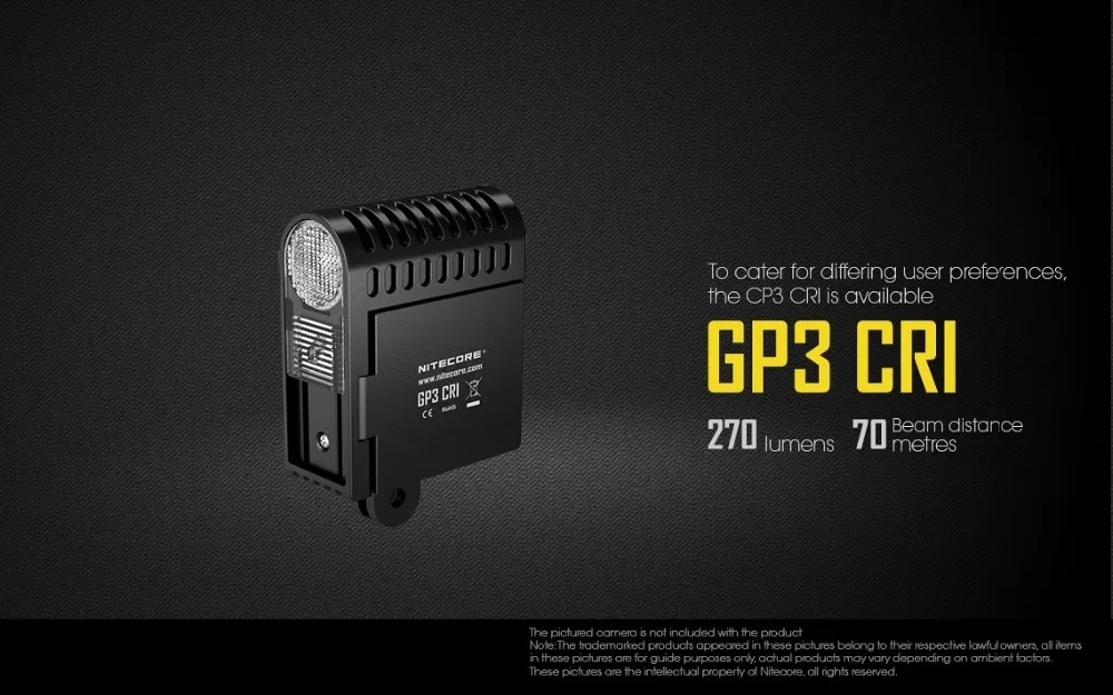 1 шт. Лучшая цена NITECORE GP3 экшн-камера 360 люмен 5 режимов USB зарядка костюм для камеры gopro поставляется с 1180 мАч NLGP3 тесто