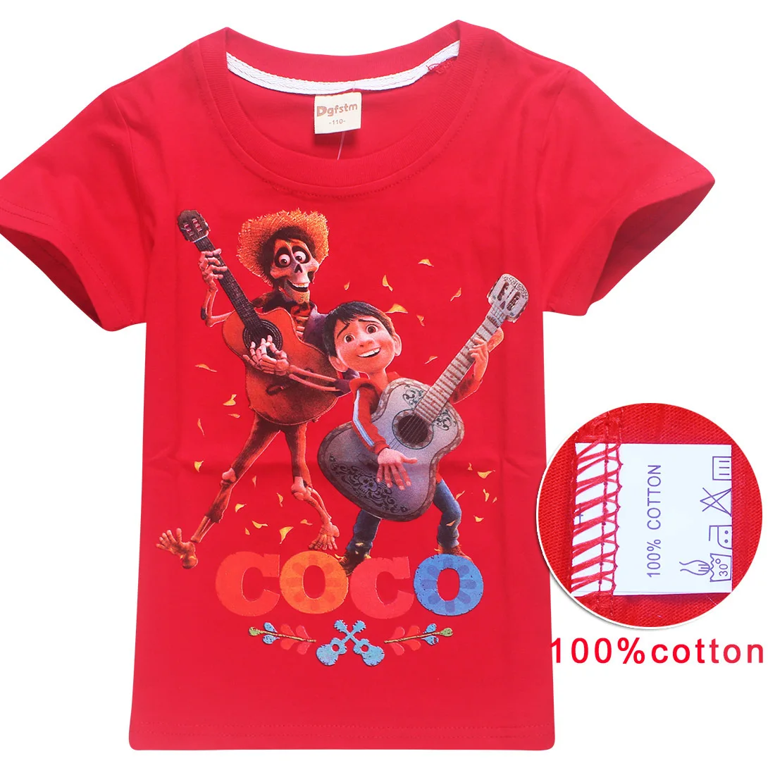 6891 red Хлопковая футболка с рисунком «фильм Pixar COCO»; детская одежда с короткими рукавами; повседневные спортивные майки; мягкие дышащие футболки; топы для мальчиков и девочек - Цвет: 6891 red