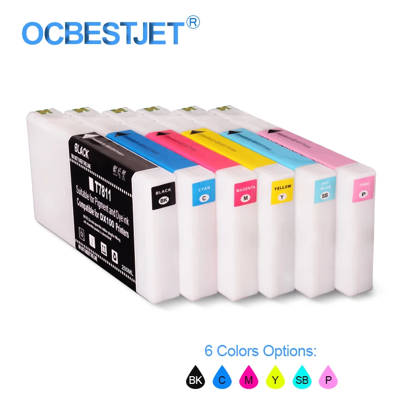 

T7811-T7816 Compatible Ink Cartridge Filled With Dye Ink For Fujifilm Frontier-S DX-100 Fuji DX100 200ML/PC (6 Colors Options)