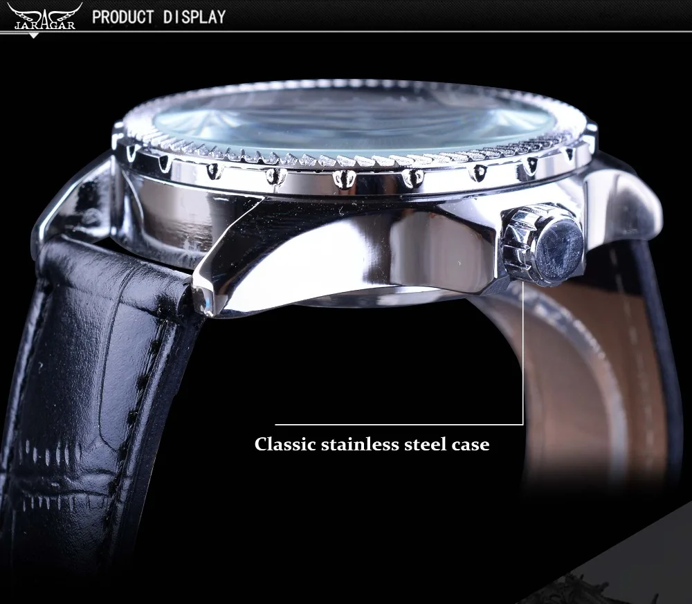 Мужские Аналоговые механические часы с автоматическим подзаводом с зеленым номером, черный кожаный ремешок, механические Спортивные часы