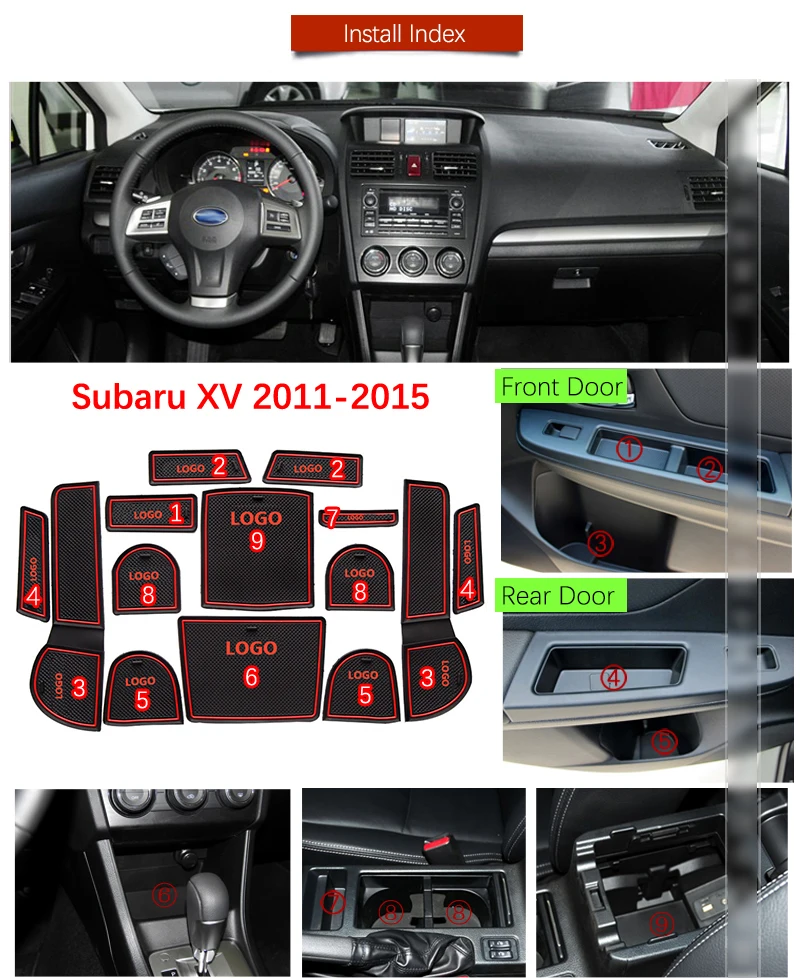 Противоскользящий коврик для ворот резиновые подставки Subaru XV 2011 2012 2013 2014 2015 Crosstrek