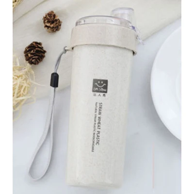 Яркие Красочные пшеничной соломы бутылки для воды с соплом спорт офис школы